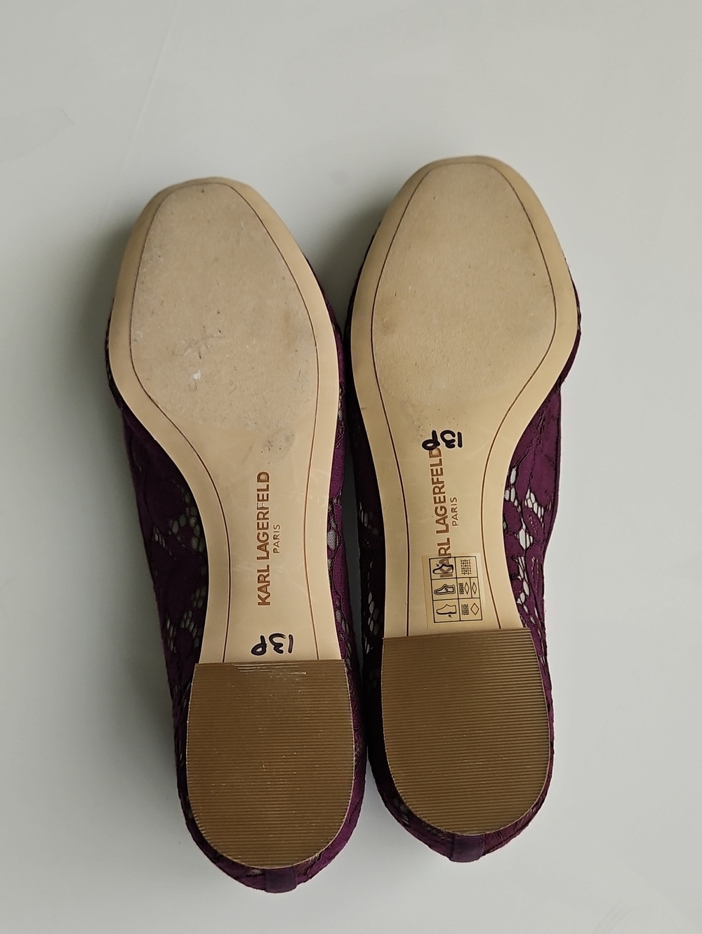 Karl Lagerfeld Women's Plum Lace Embellished Flats - Picture 4 of 4